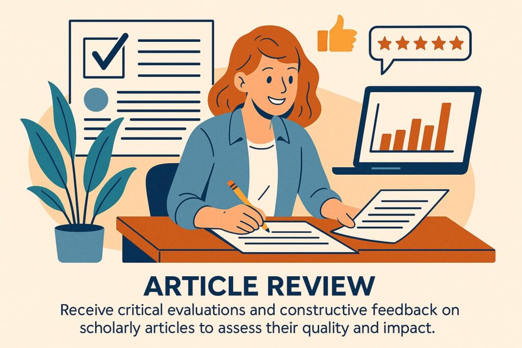 Student writing an article review while analyzing scholarly data and research metrics on a laptop — professional article review writing service by Swift Assignment Help & Writing Experts in Hyderabad.