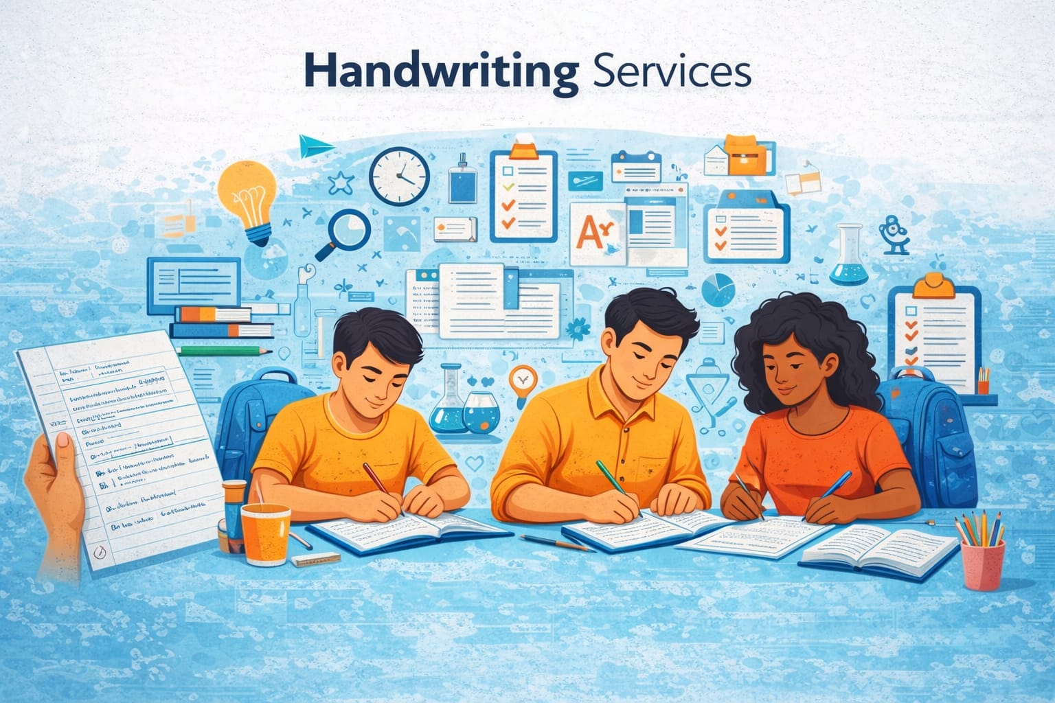 Handwriting services for students with neat and clean handwritten assignments, records, notes and practical files